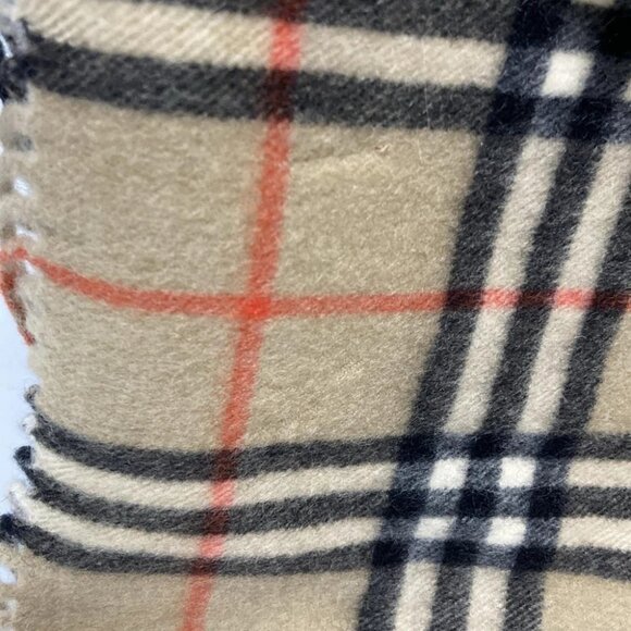 Auth Burberry's - Light Brown Black Red Cashmere Scarf - Picture 4 of 8